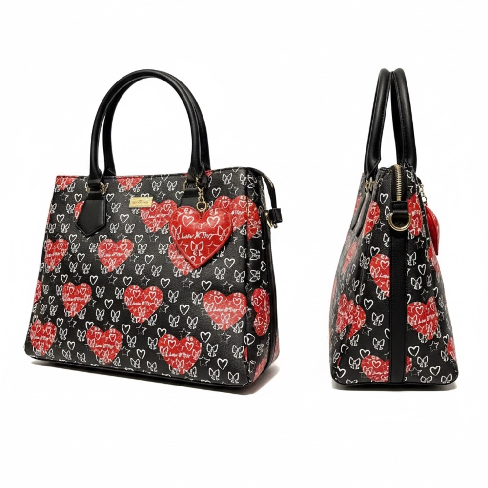 Betsey Johnson Red Quilted Satchel – extra Large Weekender Bag - Picture 9 of 10
